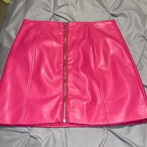 Pink Leather Skirt